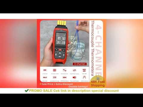 4-Channel K-Type Thermocouple Thermometer, -328 to 2502F HVAC Thermometer with Color Dual Display, U
