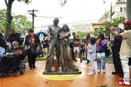 Statue of Indigenous icons Archie Roach and Ruby Hunter unveiled in Fitzroy