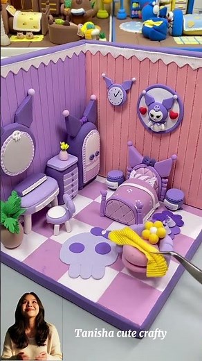 Kuromi Aesthetic MINIATURE DREAM ROOM 🖤 Building the Perfect Pastel Goth Diorama