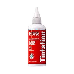 Red by Kiss Tintation Semi-Permanent Hair Color, Aloe Vera Water Based, Argan Oil, Olive Oil, Collagen & Keratin, Long-Lasting Color Dye (Flaming Orange, 5 Fl Oz)