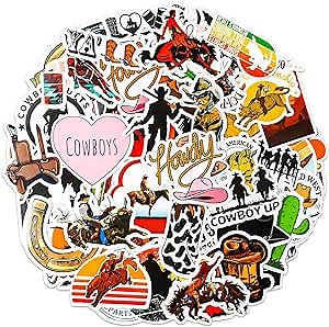 100PCS West Cowboy Stickers Western Stickers Vinyl Water Bottle Stickers Waterproof Horse Stickers for Boys Men Cowboys Decals for Helmet Skateboard Snowboard Phone Laptop Bicycle
