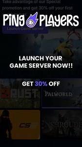 🚀 Still thinking about hosting a game server? Now’s the time! 💥 Get 30% off your first one and play your way. ✅ Instant setup ✅ No lag, full control ✅ 24/7 expert support Don’t wait—launch your server now! | PingPlayers Game Hosting