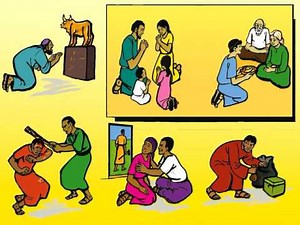 Bible with illustrations and audio in English.