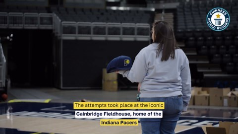 Most sports caps distributed in one hour 2,546 by Lids with New Era Cap and the Indiana Pacers