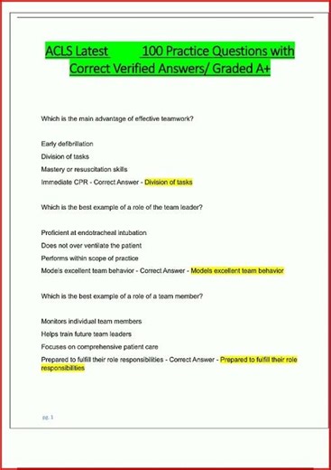 Acls Exam Latest Actual Exam 100 Practice Questions And Corr video