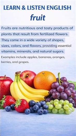 Learn English Vocabulary – Fruits Name and Definition | Easy English Learning for Beginners