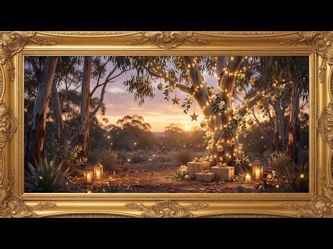 Australian Outback Sunset Christmas Tree | Luxury TV Art | 4K Gold Frame Screensaver | 2 Hours