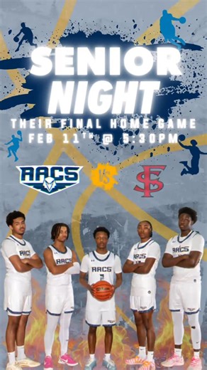AACS Athletics on Instagram: "Senior Night loading…⏳Join us as we celebrate our Boys Varsity seniors during their last home game! Let’s pack the gym, bring the noise, and celebrate the seniors who’ve put in the work, the hours, and the heart for this team. AACS vs Friends | Feb 11 @ 5:30 PM 💙💛 #aacseagles #seniornight #lasthomegame #boysvarsity #goaacs"