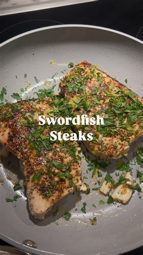 Danielle Simone | Recipes & Cooking on Instagram: "🐟 How to Cook Swordfish (Without Overthinking It) If you’ve never cooked swordfish at home, it’s easier than you think. Think of it like a steak from the sea. It’s meaty, mild, and perfect for a hot skillet. Here’s a quick & simple way to pan-sear swordfish and get that golden crust without drying it out 👇 ✨ Pan-Seared Swordfish (Serves 2) – 2 swordfish steaks (about 6 oz each, 1-inch thick) – Kosher salt & black pepper – 2 tbsp olive oil – 1 
