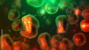 Cell division passing genetics information to the chromosome (Mitosis). 3D video loop concept of microscopic visualization, microbiology, scientific, biotechnology, research, medicine.