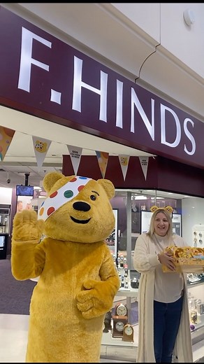 46 reactions · 13 shares | When Pudsey Bear came to visit!  Thanks for coming Pudsey, it was great to have you at our Head Office and Uxbridge store ahead of the live show this Friday! You can watch it on BBC One from 7pm this Friday. Don’t forget to have your headbands and Pudsey merch ready! @bbccin @loveuxbridge | F.Hinds the Jewellers | Facebook