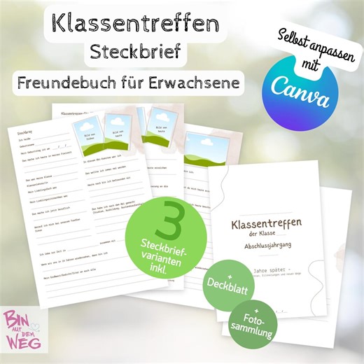 Class Reunion Profile Sheet Canva Template – Friendship Book for Adults – Edit & Send Yourself – 3 Variations   Cover Page   Photo Album - Etsy