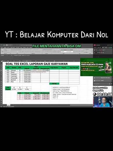 Kupas tuntas VLOOKUP dan HLOOKUP dichannel YT BELAJAR KOMPUTER DARI NOL #belajarkomputerdarinol #vlookup #hlookup #excel #belajarexcel