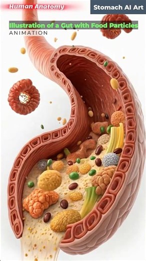 Gut Animation with Food Particles | Gut Health | Stomach AI Art | 05