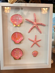Hand-painted Pink Seashell Shadow Box | Coastal Wall Art | Beach Decor | Nursey Gift - Etsy