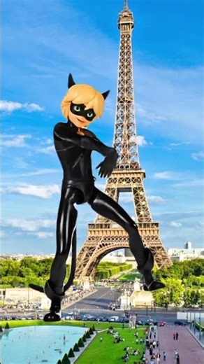 Cat Noir Dancing in Paris 😺🖤 #Shorts
