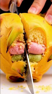 ASMR Cutting Dragon Fruit Cake Core | Ultra Realistic Fruit Slice With Soft Cake Inside #fruitasmr