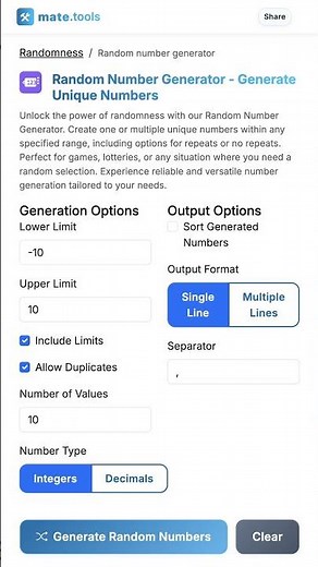 Random Number Generator - Generate Unique Numbers for FREE #Shorts