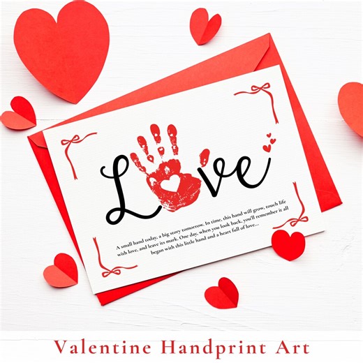 Valentine Handprint Craft Printable for Kids, Valentines Day Keepsake Art, Toddler Preschool Classroom Activity, Homeschool Gift PDF - Etsy
