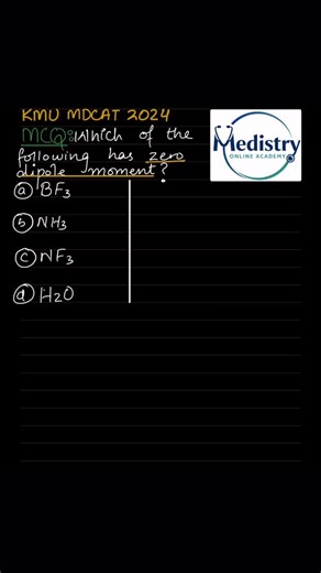 Medistry Online Academy on Instagram: "MCQ ON DIPOLE MOMENT! Trick! #mdcat #mdcatchemistry #chemistry #explore #mdcatpreparation"
