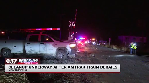 Cleanup underway after Amtrak train hits vehicle, derails in New Buffalo