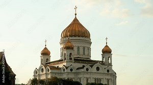 The Cathedral of Christ the Savior. Architecture of the capital of Russia - Moscow. 4K
