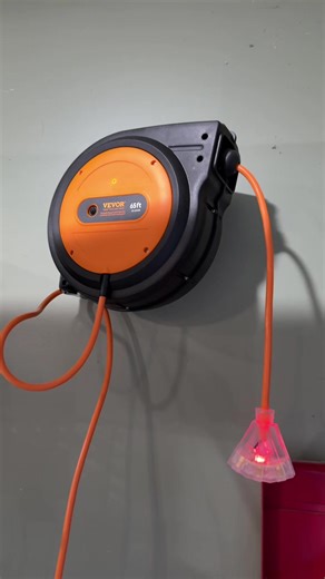 Vevor retractable extension cords feature overload protection and a 2 way led outlet#vevor#retractable#power#home#work
