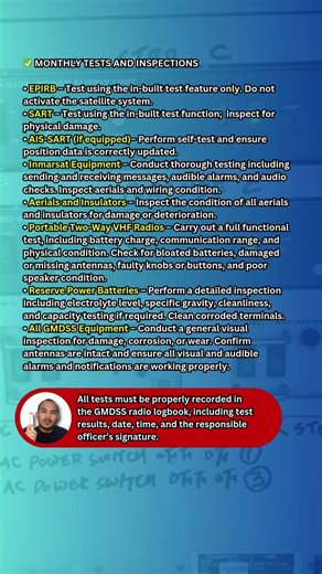 SAMPLE TESTS ON THE SHIP'S GMDSS EQUIPMENT