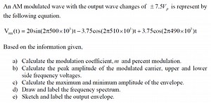 An AM modulated wave with output voltage variations of ±7.5 Vp ... | Filo
