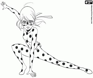 The superheroine Ladybug coloring page printable game