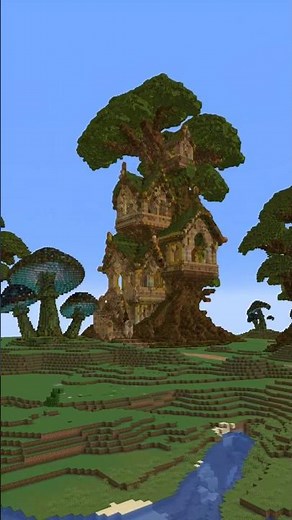 Fantasy Elven Tree Palace Minecraft | Minecraft Build Timelapse #minecraftbuilds #minecraft