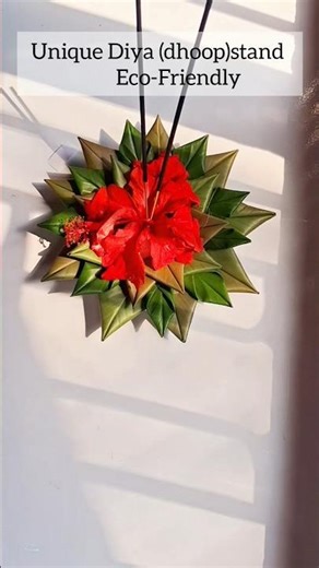 DIY Eco-Friendly Diya Stand 🌿✨ | Natural Leaf Craft #shorts #diy #sustainable