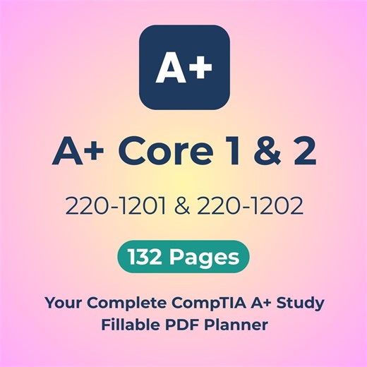 Comptia A  Core 1 & Core 2 Certification Planner Exam Prep Study Guide Bundle Instant Digital Download Hardware Networking Mobile - Etsy Australia