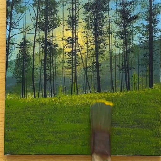 Acrylic Painting - Sunset Forest #art #painting #acrylicpainting | Joony art