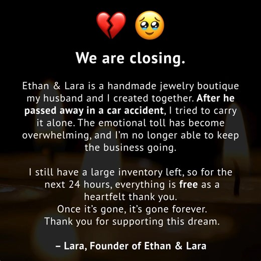 Dear Friends, After 30 incredible years of putting our hearts into every piece of jewelry, the time has come to close Ethan & Lara. It is a bittersweet moment - so many memories, so much love and countless hours have gone into making these pieces of jewelry. Each piece of jewelry tells a story, not only about precious metals and gemstones, but also about dedication, passion and the journey we have taken together. Closing the doors is not easy, but it is time for us to step back and enjoy a well-
