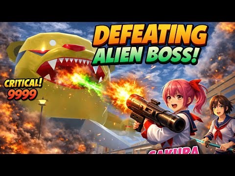 I FINALLY DEFEATED THE GIANT ALIEN BOSS 😱 Sakura School Simulator Epic Battle#sakuraschoolsimulator