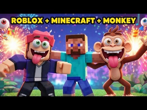 ROBLOX + MINECRAFT + MONKEY DANCE PARTY 🐵💃#youtubeshorts #shorts 