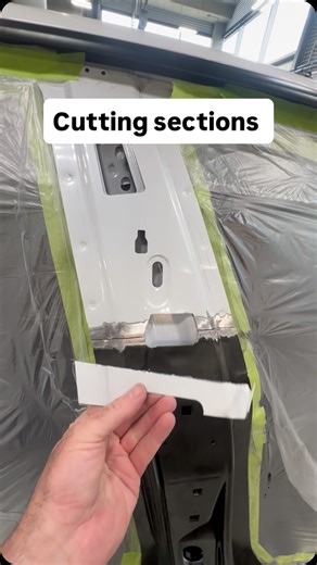 GERARD WHELAN - BODYMAN on Instagram: "Tesla model 3 B- pillar outer skin replacement. Got it lined up and my joints cut, now for some welding. Do you cut your sections like this ? • #tesla #teslamodel3 #bodyshoplife #luxurycarrepair #autobody #bodyshop #panelbeater #collision #collisioncenter #collisioncenter #autobodyshop #autobodyrepair #collisionrepair #replacement #bpillar"