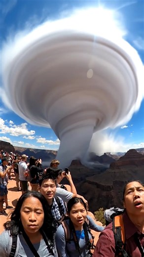 This isn’t a normal storm cloud. It’s huge, spinning, and shaped almost like a tornado frozen in place. The whole thing moves slowly above the Grand Canyon, throwing shadows across the rock. No thunder, no lightning — just this eerie, twisting mass in total silence. #earthimpacts #cloudformation #grandcanyon #strangeweather #vortex #skywatching #bizarrephenomenon #earthsky | Earth Impacts