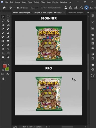 Đức Thắng on Instagram: "Photoshop 2026 - Tips for creating Snack packaging mockups like a PRO Designer #ducthangds #adobe"