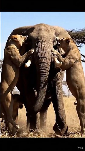 Lions vs Elephant: Dramatic Three Lion Attack and Hunt in the Wild #lions #lionking #elephant