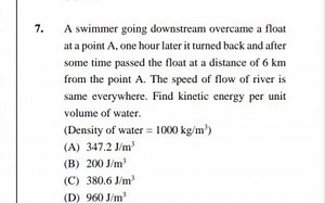 A swimmer going downstream overcame a float at a point A , one ... | Filo