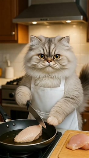 Fluffy white cat is a good mother #cat #kitten #viral