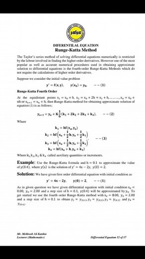 2.3K views · 23 reactions | The Art of Approximation: The Fourth-Order Runge–Kutta Method for Numerical Differential Equations with Example | Mathematical Muse | Facebook