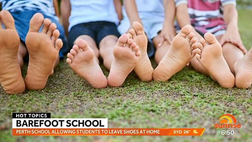 A Perth primary school will allow young kids to go barefoot under a new policy to improve posture, develop sensory awareness and strengthen their feet and body. | Sunrise