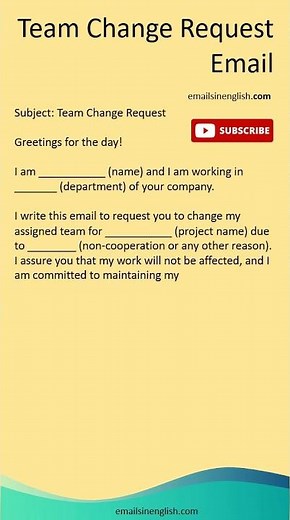 Team Change Request Email - Email Requesting Team Change - @Emails In English - EIE