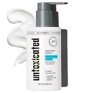 Untoxicated Moisturizing Lotion - Daily Face Moisturizer & Body Lotion for Sensitive Skin - Ceramides & Hyaluronic Acid - No Common Irritants - Non-Comedogenic - Oil-Free - Fragrance Free - 10 Ounce