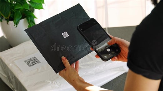 Person Scanning QR Code on Parcel with Smartphone Camera with Focus on Mobile Device Screen. Digital App Interface and Stock Video - Video of logistics, application: 451918209