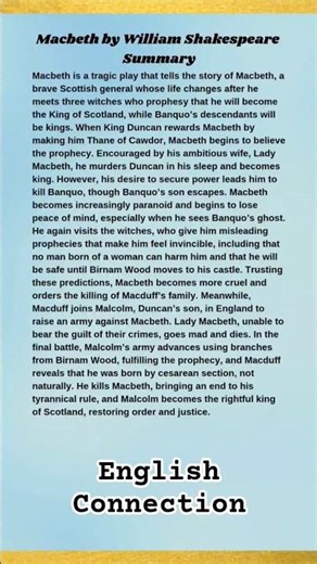Macbeth Full Summary, Theme, Characters in English | Shakespeare Explained | Easy Exam Revision #yt