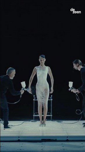 Coperni creates spray-on dress for model Bella Hadid | #Shorts | Dezeen